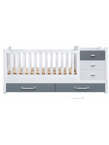 Cuna Moderna de Madera Blanca y Gris con Cajones para Bebés de 0 a 3 Años - Product Image 4