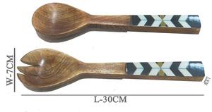 Cuillère de cuisine en bois naturel – Ustensile de cuisine écologique, lot de 2 pièces - Product Image 3