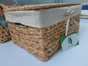 Natural Plant Fiber Cross Weave Water Hyacinth <b>Basket</b> Decorative Laundry <b>Hamper</b> - Product Image 4