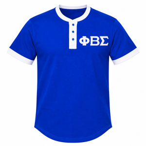 Phi Beta Sigma <b>Men's</b> Royal Blue <b>Henley</b> T-<b>Shirt</b> White Trim Short Sleeve Greek Letter Embroidery Casual Fraternity <b>Shirt</b> College - Product Image 3