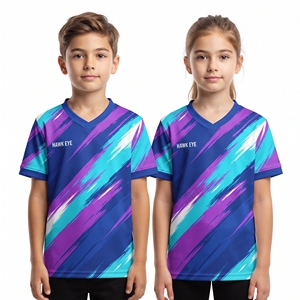 Camiseta Deportiva Sublimada con Cuello en V para Jóvenes Unisex, Jersey Personalizado para Niños y Niñas, Tops de Manga Corta para Ocio - Product Image 3