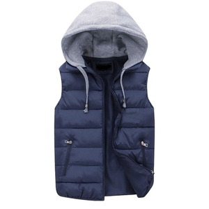 Chaleco Acolchado Unisex con Capucha, Bolsillos con Cremallera, Color Gris Claro, Cortavientos, Ropa Exterior Informal de Invierno, Relleno de Algodón, Sin Mangas - Product Image 5