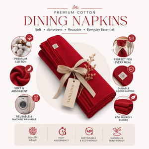 Ensemble de serviettes de table en coton élégantes pour mariage |   Serviettes de table en tissu doux réutilisables pour restaurant, table à manger, décoration de la maison - Product Image 2