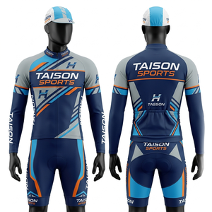 Tenue de cyclisme pour hommes, 180 GSM, polyester et élasthanne, respirante, design à panneaux dégradés bleus, impression par sublimation, logo personnalisé, ensemble - Product Image 4