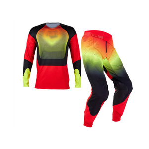Ensemble de pantalon et maillot de motocross en toile à blocs de couleur, manches longues, unisexe, équipement de protection avec tissu de 220 g pour la conduite tout-terrain - Product Image 1