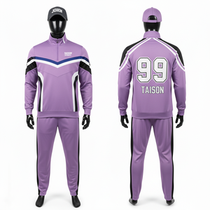 Chándal de Entrenamiento de Hockey sobre Hielo para Hombre, Premium, 280 GSM, Poliéster, Diseño con Paneles Amarillos y Grises, Logotipo Bordado Personalizado, Número Sublimado - Product Image 4