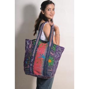 Bolso de hombro vintage hecho a mano Kantha Suzani de algodón, estilo bohemio indio, para mujer, para compras o mercado. - Product Image 4