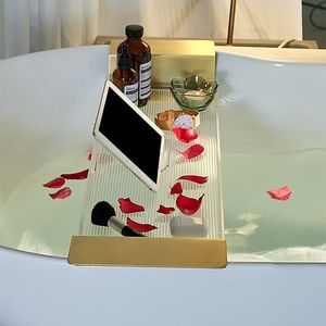 24\"-29\" Extendable Acrylic & Aluminum <b>Bath</b> Tray Clear & Gold Bathroom <b>Caddy</b> Shelf - Product Image 3