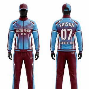 ชุดวอร์มคริกเก็ต TAISON SPORTS พรีเมียม ผลิตจากโพลีเอสเตอร์รักษ์โลก 300gsm สีเขียว ดำ ขาว ตัดต่อสีแบบคอนทราสต์ พร้อมบริการสกรีนลายแบบกำหนดเอง - Product Image 1
