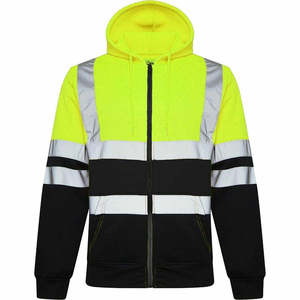 Men's <b>Hi</b> <b>Vis</b> Hooded Sweatshirt Reflective Safety <b>Jacket</b> Yellow <b>Orange</b> Black Workwear - Product Image 3