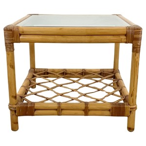 Bamboo Style Wooden <b>Side</b> <b>Table</b> with Rattan <b>Drawer</b> - Minimalist Design Wholesale - Product Image 3