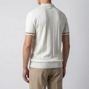 เสื้อเชิ้ตแขนสั้นผู้ชาย สีพื้น ทรงปกติ สวมใส่สบาย ระบายอากาศได้ดี ผ้าปิเก้ถักจากผ้าฝ้าย สีเทา แต่งขอบปกสีขาว ลายดิจิตอล - Product Image 4