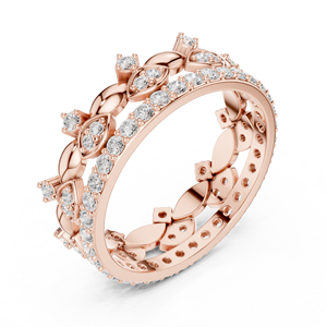 Luxury Rose Gold Plated Marquise Leaf Eternity <b>Ring</b> with Round Cut <b>Crystal</b> Stones Stackable Fashion Jewelry - Product Image 3