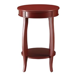 Red Round <b>Side</b> Table with Bottom Shelf Elegant Coffee Tables Design - Product Image 3