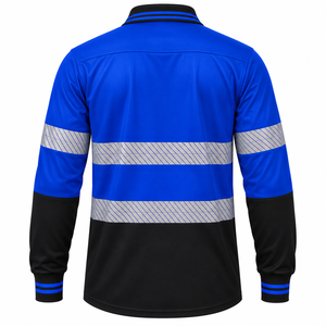 Chemise de sécurité réfléchissante personnalisée, vêtements de travail pour la construction et l'exploitation minière, polo à manches longues, couleur unie, chemise de travail réfléchissante personnalisée - Product Image 2