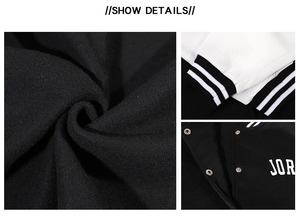 Veste varsity noire pour homme, coupe classique, style décontracté, imperméable, respirante, coupe-vent, tissu en toile, vêtements d'hiver - Product Image 6