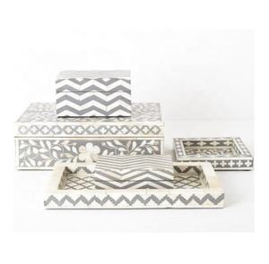 Plateau de service décoratif fait main en résine et incrustation d'os pour les fournitures d'hôtels et de restaurants avec plateau de service de la meilleure qualité - Product Image 1