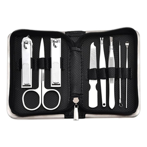 Best Selling 8 Piece Manicure Pedicure Kit <b>Nail</b> Cuticle Clippers Scissors Tweezers Ear Pick with Travel Grooming Case - Product Image 1