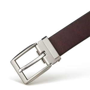 Cinturón de Cuero Sólido de Una Sola Pieza para Hombre, Sin Costuras, Diseño Limpio, Cuero Grueso, Hebilla Metálica Redondeada, Correa de Cintura - Product Image 4