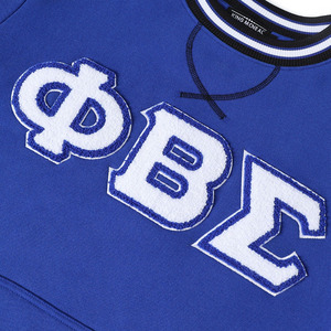 Sweat-shirt à col rond en chenille noir pour homme Phi Beta Sigma avec poche, numéro 19 bleu imprimé en relief, coupe classique, anti-boulochage, tricoté - Product Image 6