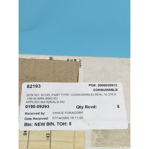 AMAT 0190-09293 <b>SEAL</b> 15.276 X .139 W BRN BWCVD - Trusted Global Legacy Semiconductor Equipment and Parts at - Product Image 3