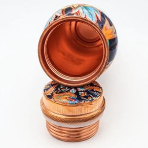 Copper Double Wall Customized Water Bottle with Floral Design Portable Travel <b>Drinkware</b> & Lid-Indian Home Crafts - Product Image 4