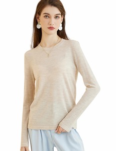 O-Neck <b>Long</b> <b>Sleeve</b> Knitted T-Shirt Regular Fit Solid Color Casual <b>Top</b> Beige Cotton Breathable Men's Wear - Product Image 1