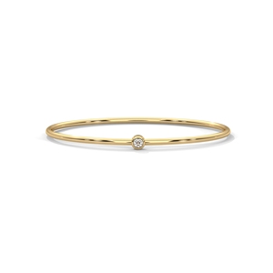14K <b>Gold</b> Plated Diamond <b>Bangle</b> Open Bracelet Round Brilliant Cut Bezel <b>Set</b> Slim Jewelry Gift - Product Image 1