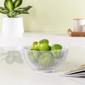 Mini bol décoratif en métal blanc pour fruits, centre de table élégant, décoration moderne pour la maison, bol de service et utilisation stylée - Product Image 2