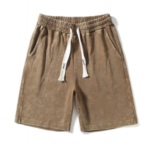 Shorts pour hommes très demandés, Bermuda en coton gris pour hommes, taille à cordon, couleur unie, tricoté, respirant, taille mi-haute, décontracté - Product Image 3
