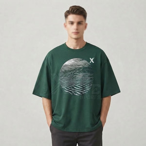 T-shirt long surdimensionné en coton épais pour homme, coupe ample, épaules tombantes, manches courtes, écologique, séchage rapide, tenue décontractée d'été - Product Image 3