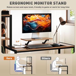 Scrivania Industriale Reversibile a 4 Livelli da 150 cm con Supporto Monitor Regolabile, Scrivania per Computer Marrone per Studio - Product Image 5