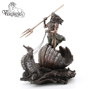 DISEÑO VERONESE - POSEIDÓN CON HIPPOCAMPUS - ARTESANÍA DE RESINA DE DECORACIÓN PARA EL HOGAR PINTADA A MANO DE LUJO - Product Image 4