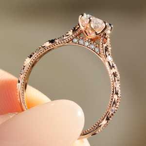 Anillo de compromiso Art Deco con diamante de corte marquesa de 2.01 CT, cultivado en laboratorio, oro rosa de 14k, delicado, regalo para mujer - Product Image 2