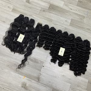 ผมต่อแบบเป็นลอนคลื่นสีดำเข้มมัดผมด้วยคลื่นบริสุทธิ์จากเวียดนามสีดำธรรมชาติแบบสองชั้น - Product Image 4