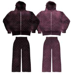 Conjunto Deportivo con Capucha para Niños, Diseño de Puntos Verdes, Manga Larga, Cierre de Cremallera, Estilo Casual para Otoño, Corte Regular - Product Image 5