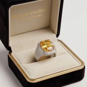 Anillo de Plata de Ley 925 con Topacio Amarillo y Citrino, Corte Cojín, Halo, Banda Ancha, Pavé de Circonita Cúbica, Anillo de Declaración, Joyería, Regalo para Mujer - Product Image 5