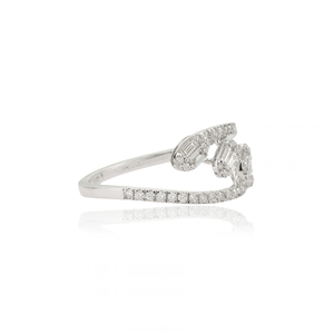 Anillo de Diseño Modernista con Diamantes Naturales Brillantes, Estilo Bypass, Oro Blanco Sólido de 18K, Colección Mayorista, Última Joyería - Product Image 5