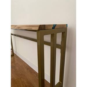 Mesa Consola Moderna para Sala de Estar TIMELESS CRAFT, Resina Epoxi y Madera, Forma Rectangular, Diseño de Río de Epoxi Azul Hecho a Mano, Decoración para el Hogar - Product Image 6
