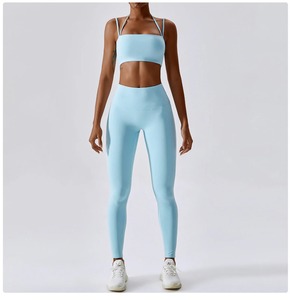 ชุดออกกำลังกายผู้หญิงแบบสั่งทำพิเศษ ระบายอากาศได้ดี น้ำหนักเบา แห้งเร็ว ชุดโยคะและสปอร์ตบราไร้ตะเข็บ พร้อมโลโก้ด้านหน้าที่ตำแหน่งเอว - Product Image 6