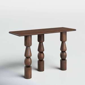 Table console en bois massif sculptée à la main avec finition antique de luxe pour salon, chambre à coucher, salle à manger, design peu encombrant pour espaces étroits - Product Image 6