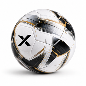 Ballon de football professionnel X Sports City personnalisé blanc noir or avec logo X, écologique, pour entraînement en salle |   OEM/ODM - Product Image 2