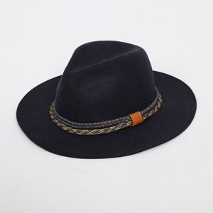 Chapeau de cowboy unisexe en laine rayée bleu marine, à large bord, style décontracté, pour adulte, plage, 56-58CM, toutes saisons, modèle 2026 - Product Image 4