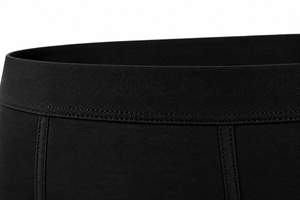 Calzoncillos bóxer de cintura media para hombre, negros, de punto liso, teñido uniforme, ropa interior cómoda - Product Image 5