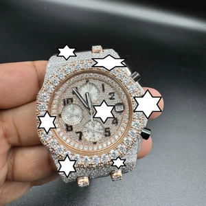 Moissanite Diamond Quartz Movement Stainless Steel Chronograph <b>Watch</b> Unisex Business Luxury Fashion Antique Style hip hop <b>watch</b> - Product Image 1