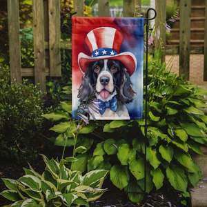 Bandera patriótica multicolor de jardín americano para patio, ilustraciones, camas de flores para buzón y decoración de jardín, Springer Spaniel inglés - Product Image 2