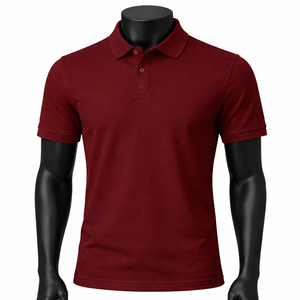 Camiseta Polo Personalizada para Hombre, Algodón Piqué, Color Granate, Camiseta Polo Lisa, Fabricante de Marca Privada OEM ODM - Product Image 1