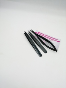 Black Pointed Tip Stainless Steel <b>Eyebrow</b> Tweezers Durable Slant Tip For Precise <b>Hair</b> <b>Removal</b> <b>Eyebrow</b> Scissors and Tweezers Set - Product Image 2