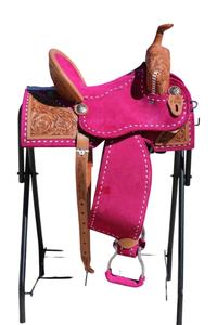 Hot Pink Horse Leather Tooled Western Show Barrel Racing Horse Saddle Portable Horse Riding Saddle Multicolor Listo para enviar - Product Image 4