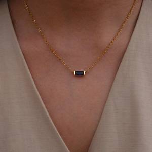 Birthstone <b>Initial</b> <b>Pendant</b> 925 Sterling <b>Silver</b> 14K Gold Plated Personalized Jewelry Gift For Her Necklace - Product Image 5